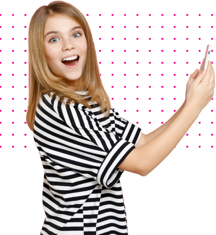 surprised girl with a phone